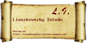 Lieszkovszky István névjegykártya